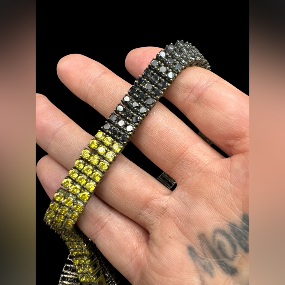 Vintage AAA Gold And Black Crystal Rhinestone Art Deco Flapper Necklace 34” - Picture 7 of 8